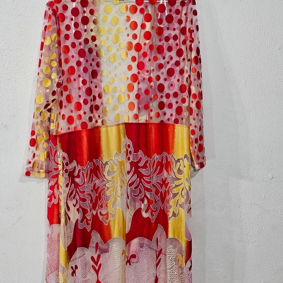 Colorful Sheer Long Sleeve Cardigan Sz XL - Picture 4 of 7